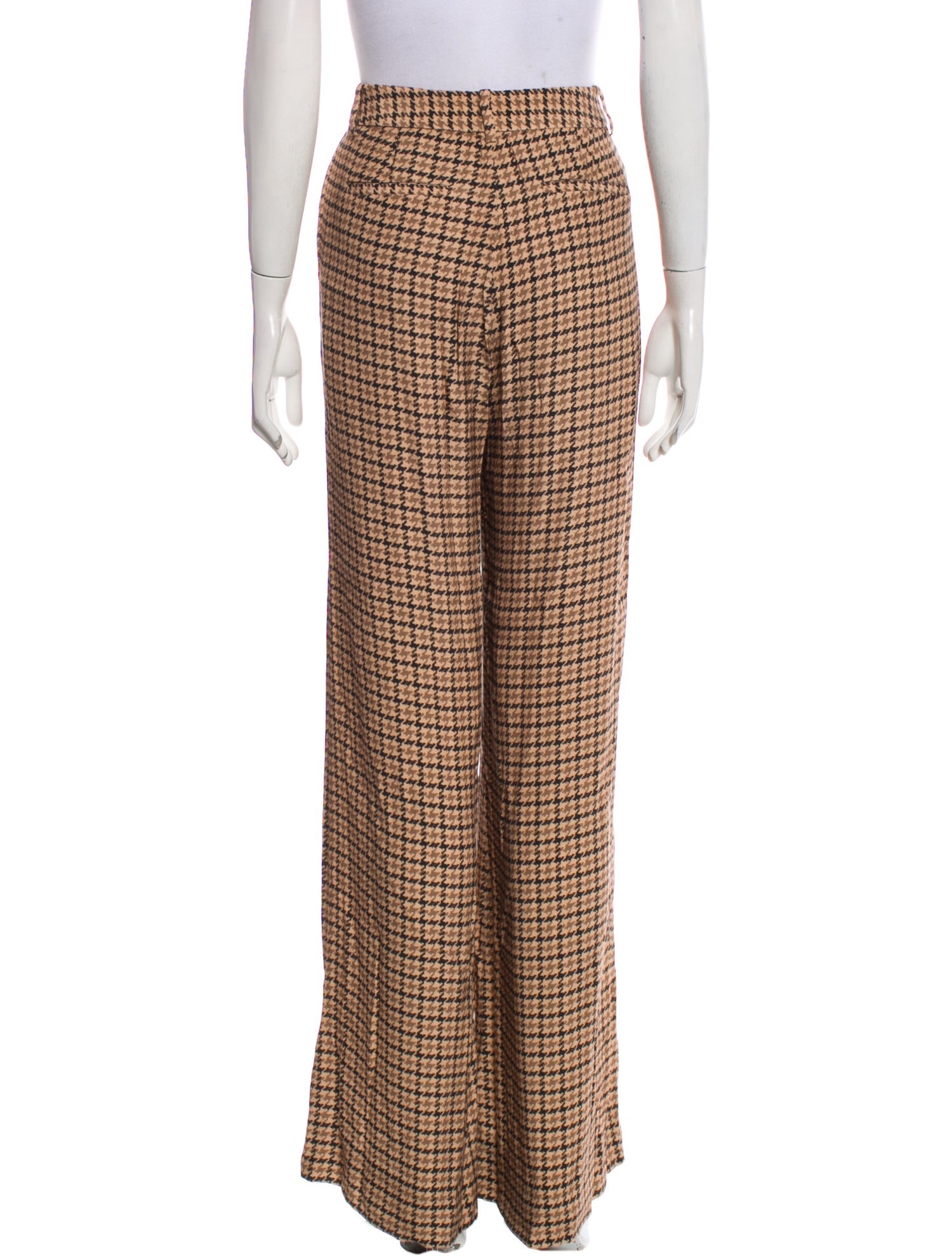 L'Agence Houndstooth Print Wide Leg Pants